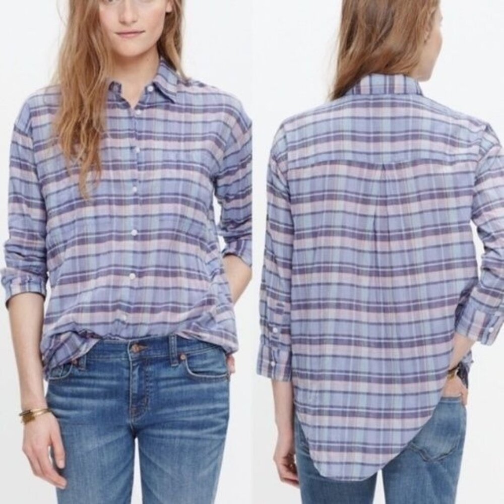 Madewell Plaid Shrunken Button Down Oakwood Trapez